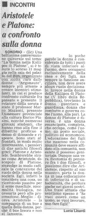 2005-05-06 Aristotele e Platone: a confronto sulle donne