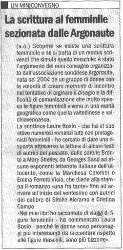 2005-05-11 La scrittura al femminile sezionata dalle Argonaute