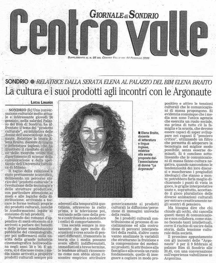 2006-02-04 La cultura e i suoi prodotti agli incontri con le Argonaute