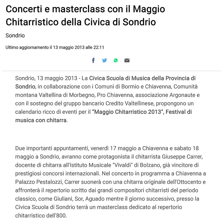 2013-05-13 Concerti e masterclass con il Maggio Chitarristico della Civica di Sondrio