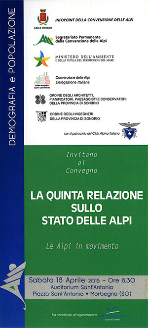 La quinta relazione sullo stato delle Alpi Brochure Fronte