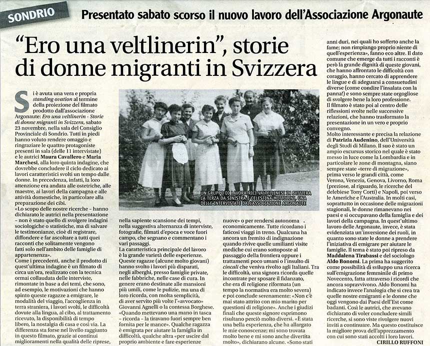 2019-11-23 “Ero una Veltlinerin”, storie di donne migranti in Svizzera